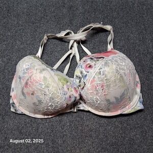 Cacique Boost Plunge Front Close Lace Underwired Floral Bra Womens‎ Size 38 DDD